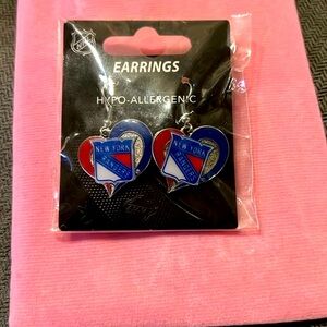 New York Rangers NHL brand heart earrings